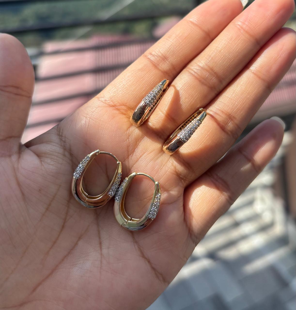 3 tone antitarnish earring