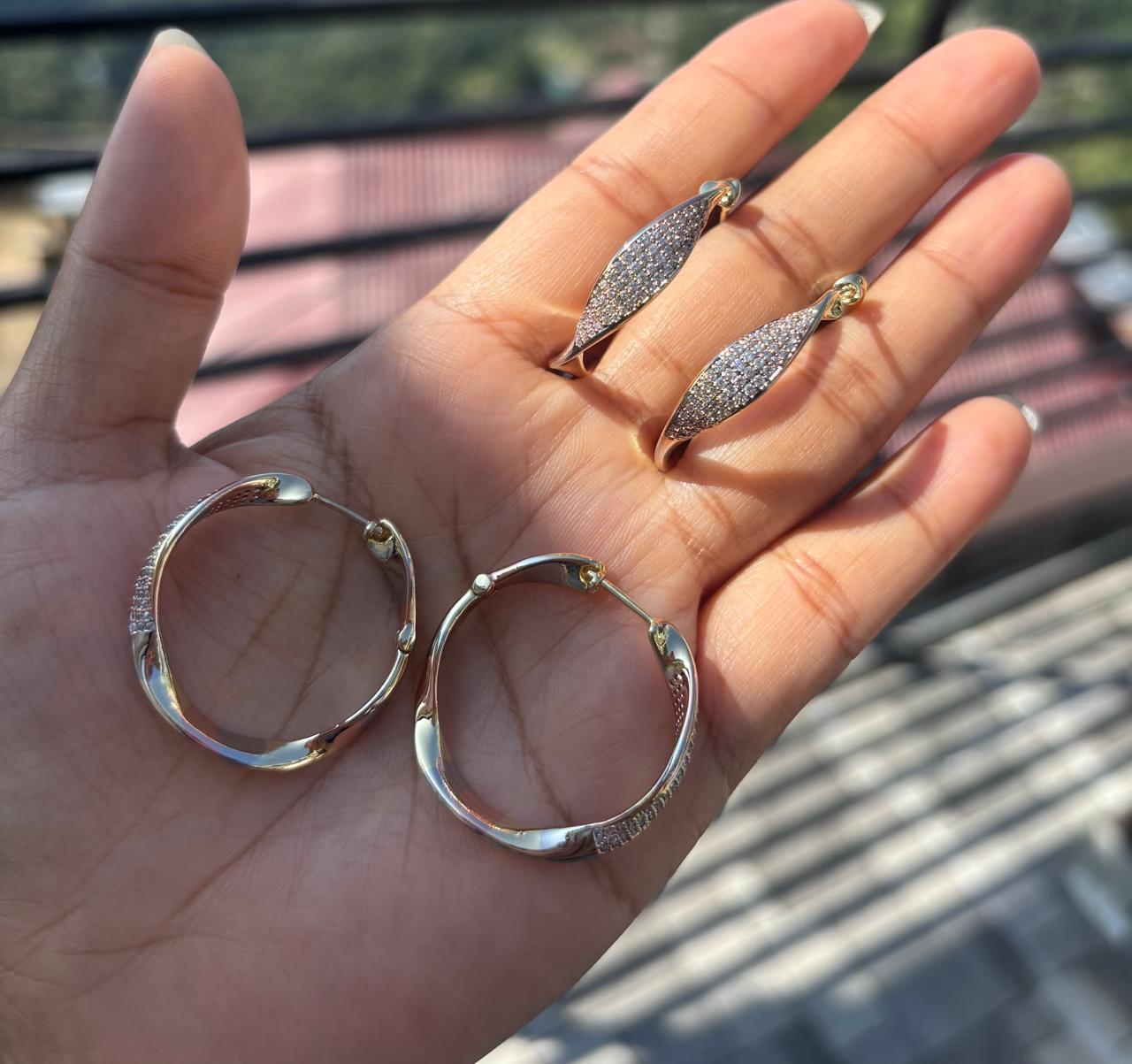 3 tone antitarnish earring