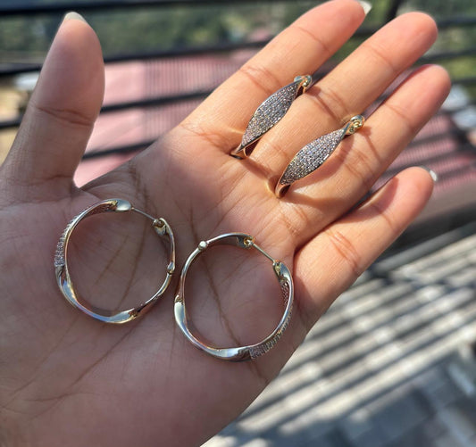 3 tone antitarnish earring